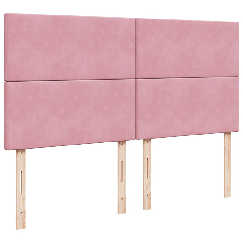Pat box spring cu saltea, roz, 200x200 cm, catifea