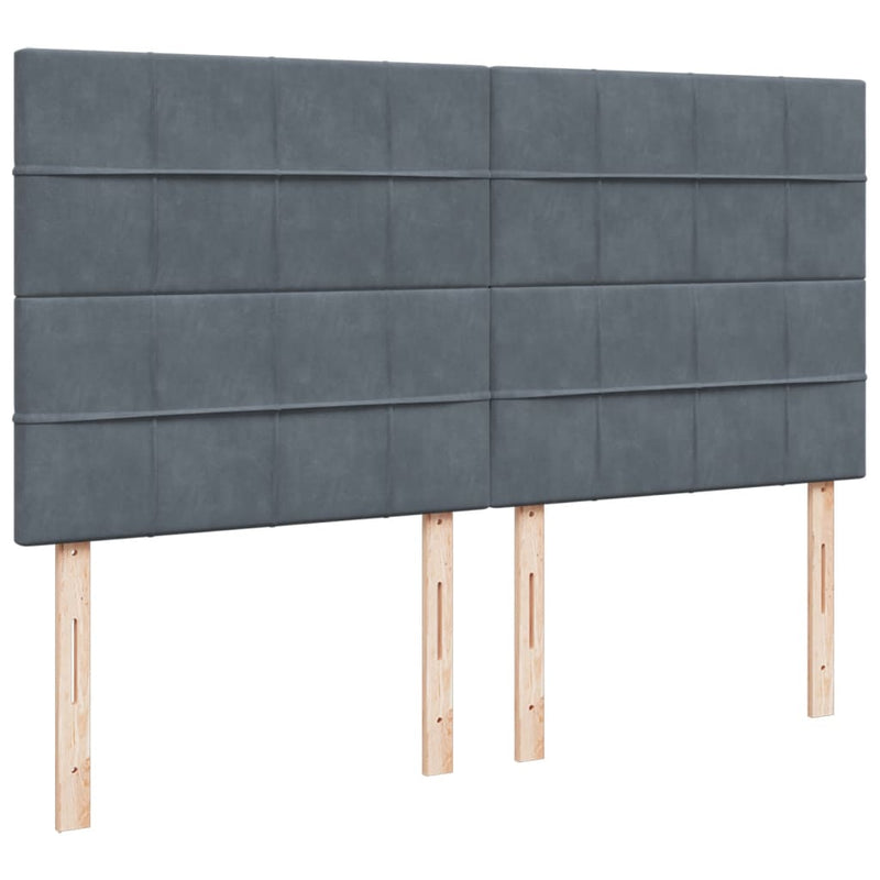 Pat box spring cu saltea, gri închis, 200x200 cm, catifea
