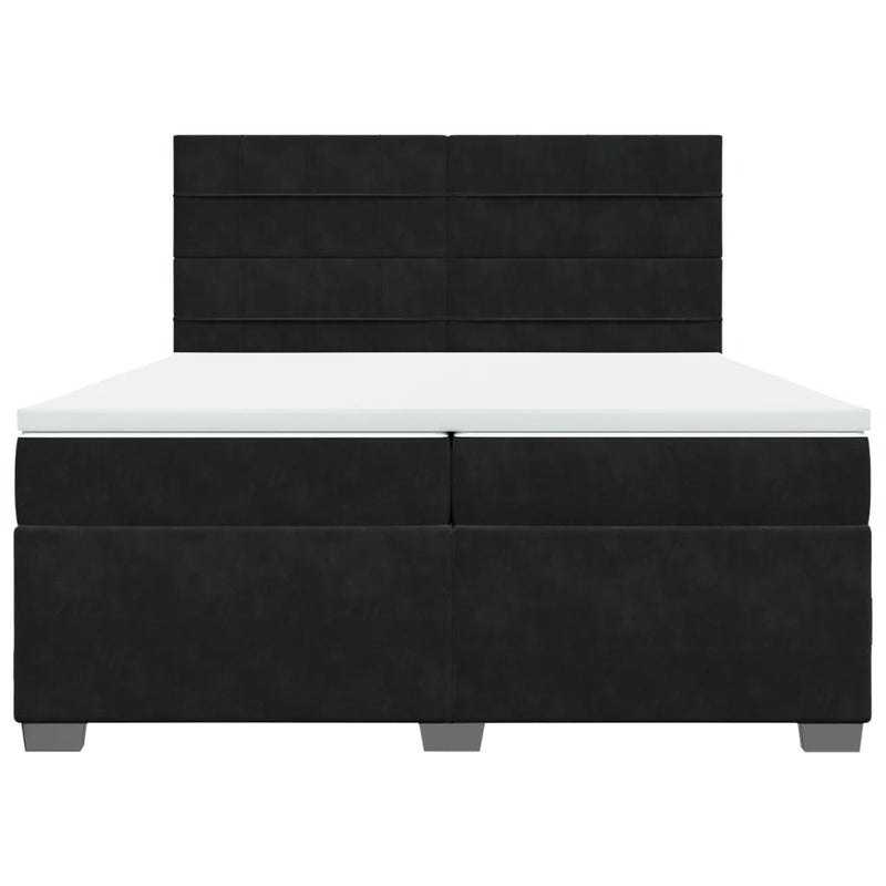 Pat box spring cu saltea, negru, 200x200 cm, catifea