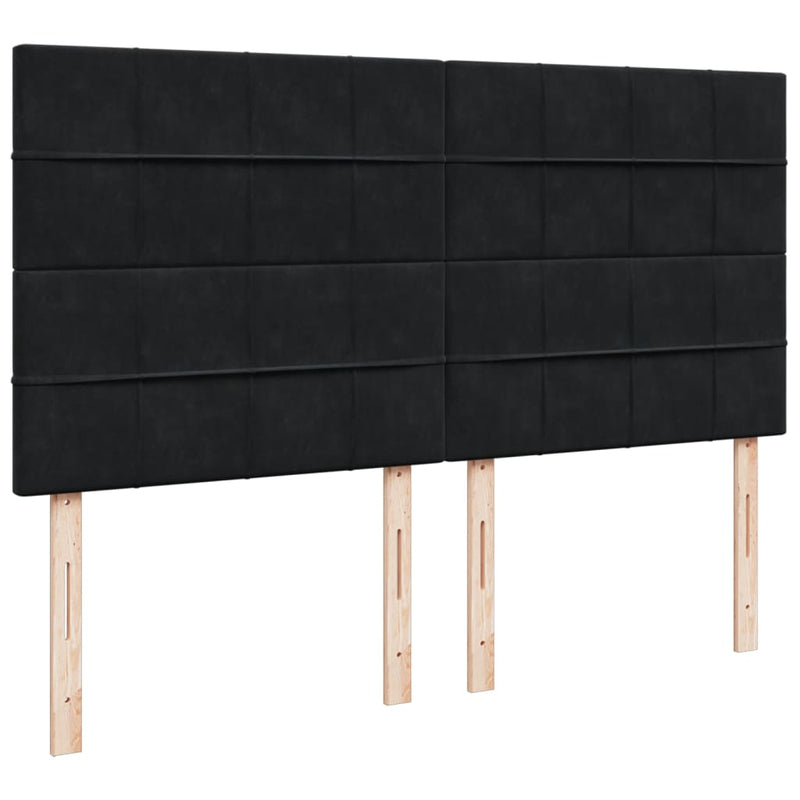 Pat box spring cu saltea, negru, 200x200 cm, catifea