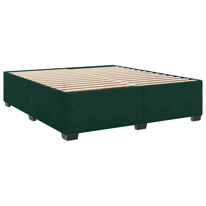 Pat box spring cu saltea, verde închis, 200x200 cm, catifea