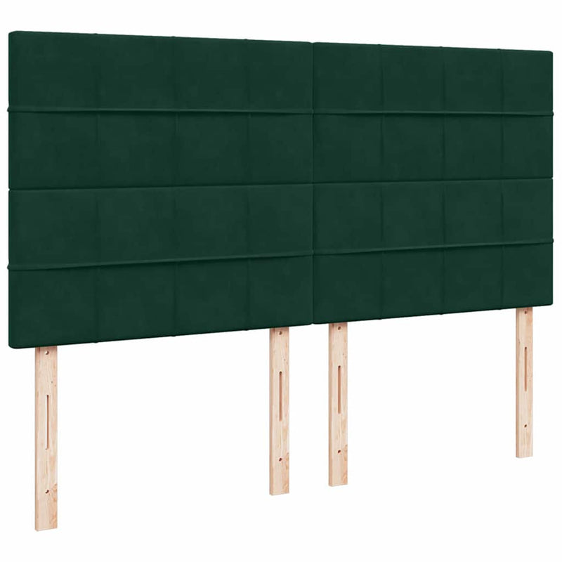 Pat box spring cu saltea, verde închis, 200x200 cm, catifea