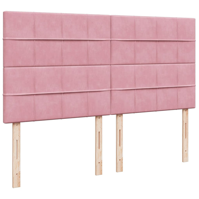 Pat box spring cu saltea, roz, 200x200 cm, catifea