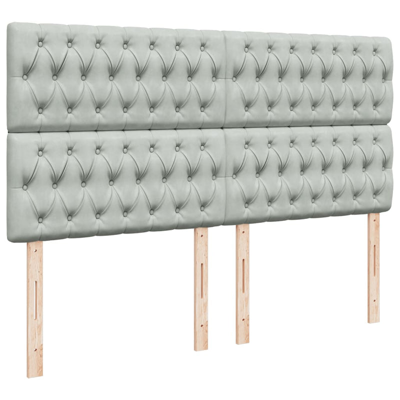Pat box spring cu saltea, gri deschis, 200x200 cm, catifea