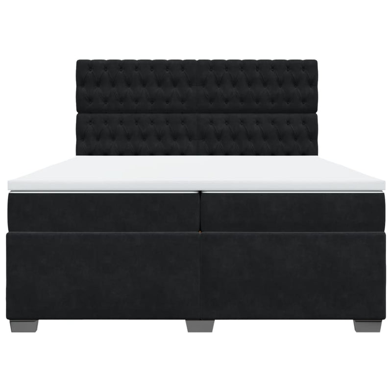Pat box spring cu saltea, negru, 200x200 cm, catifea