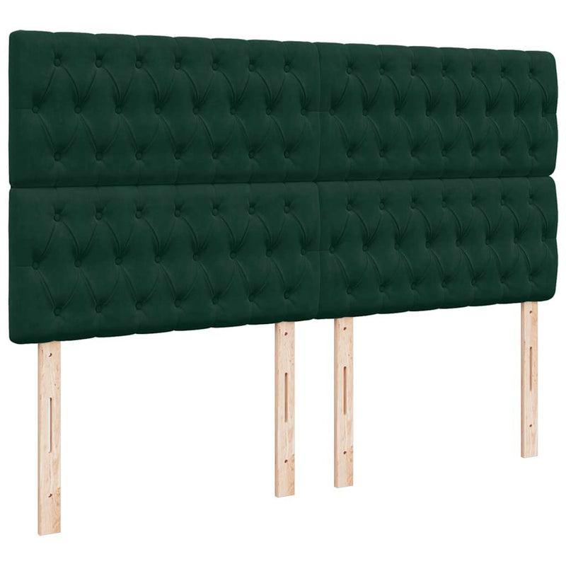 Pat box spring cu saltea, verde închis, 200x200 cm, catifea