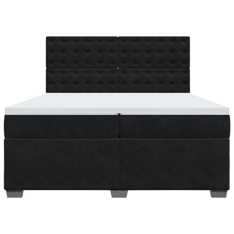 Pat box spring cu saltea, negru, 200x200 cm, catifea