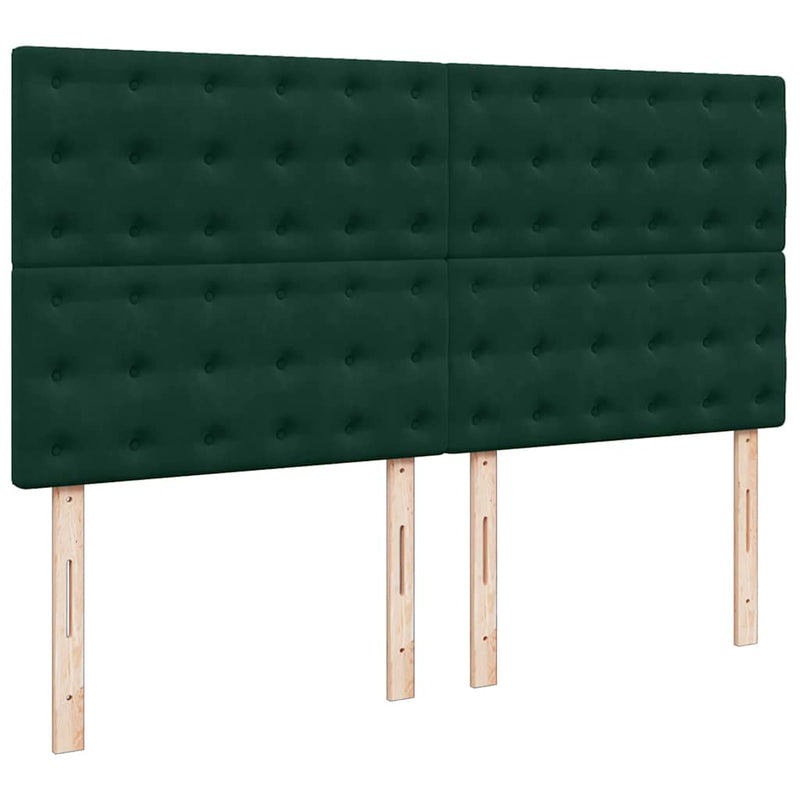 Pat box spring cu saltea, verde închis, 200x200 cm, catifea