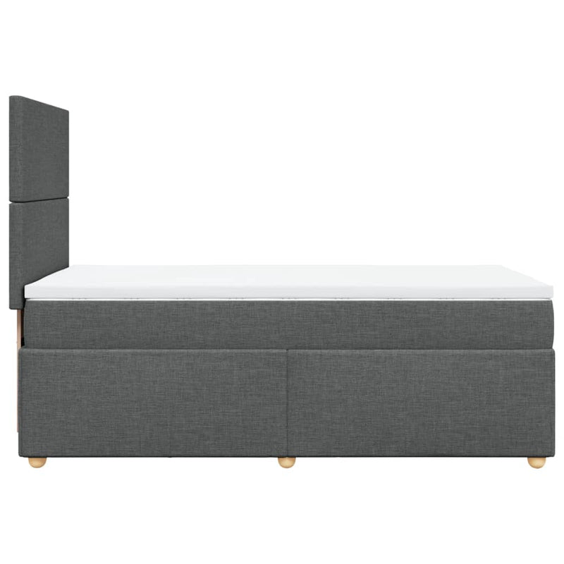 Pat box spring cu saltea, gri închis, 80x200 cm, textil