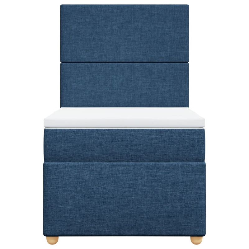 Pat box spring cu saltea, albastru, 80x200 cm, textil