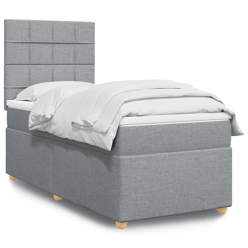 Pat continental cu saltea, gri deschis, 80x200 cm, textil