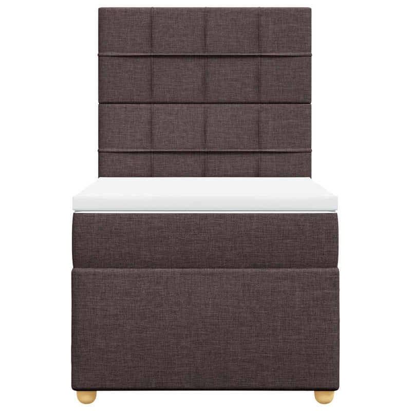 Pat box spring cu saltea, maro închis, 80x200 cm, textil