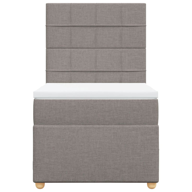 Pat box spring cu saltea, gri taupe, 80x200 cm, textil