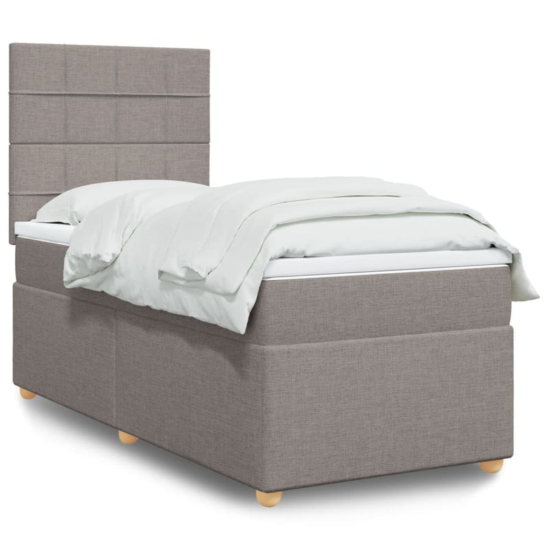 Pat box spring cu saltea, gri taupe, 80x200 cm, textil