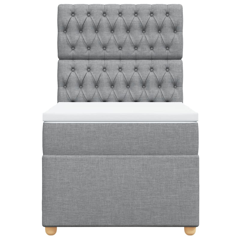 Pat continental cu saltea, gri deschis, 80x200 cm, textil