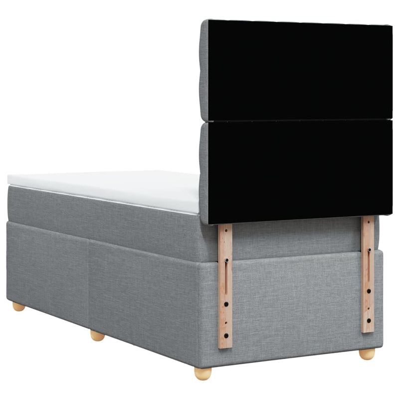 Pat continental cu saltea, gri deschis, 80x200 cm, textil