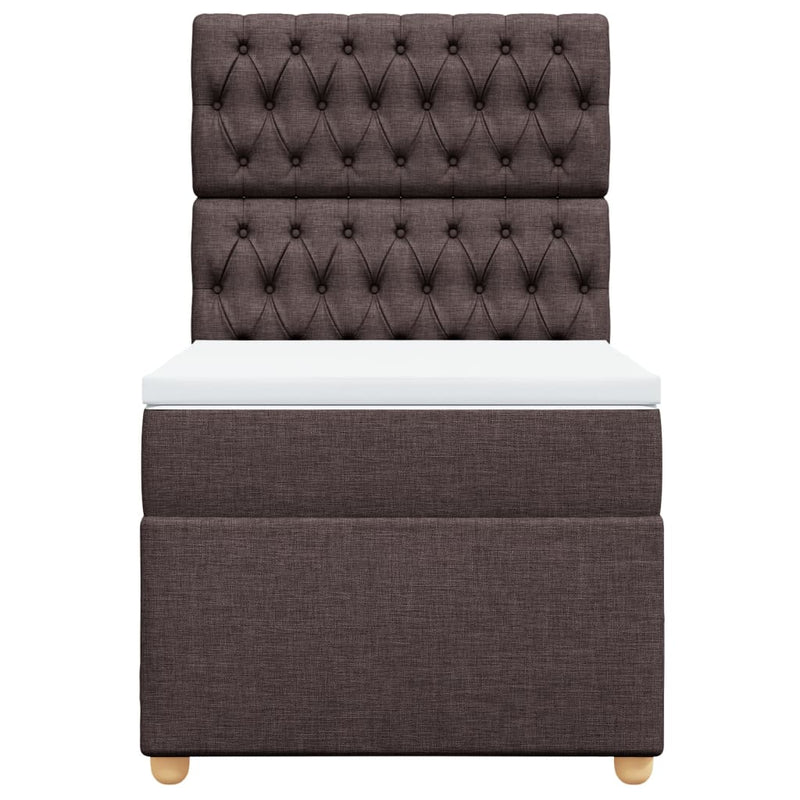 Pat box spring cu saltea, maro închis, 80x200 cm, textil