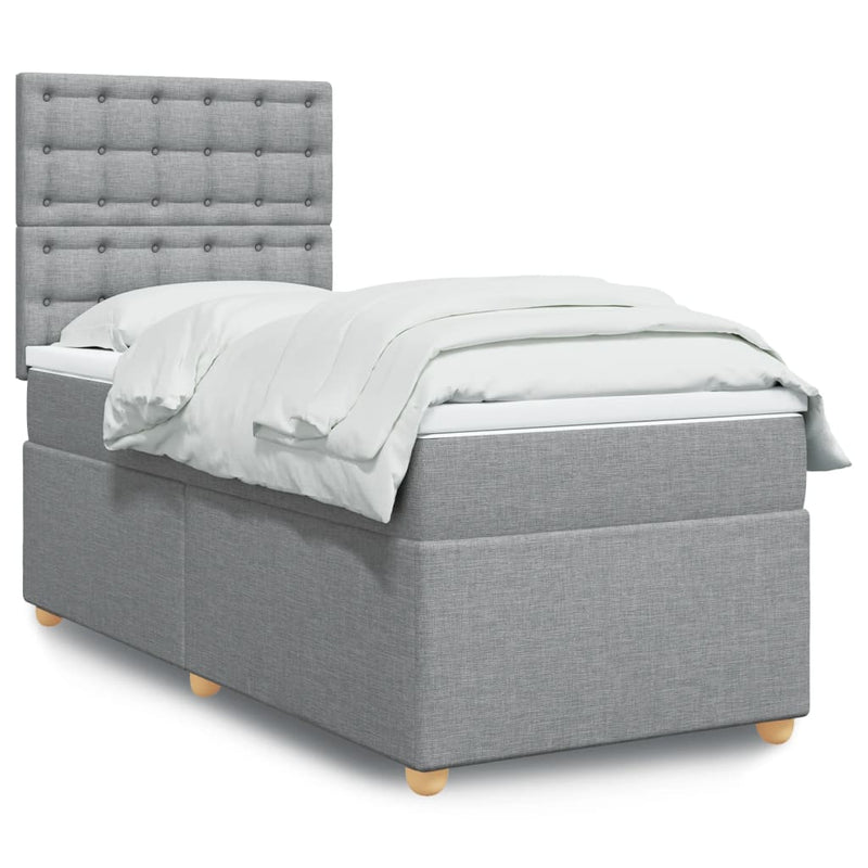 Pat continental cu saltea, gri deschis, 80x200 cm, textil