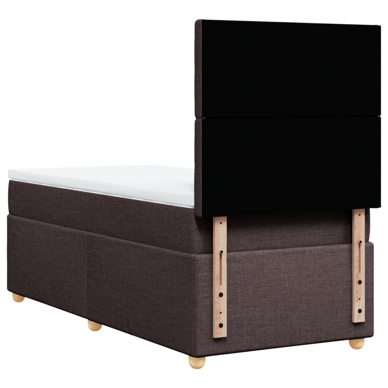 Pat box spring cu saltea, maro închis, 80x200 cm, textil