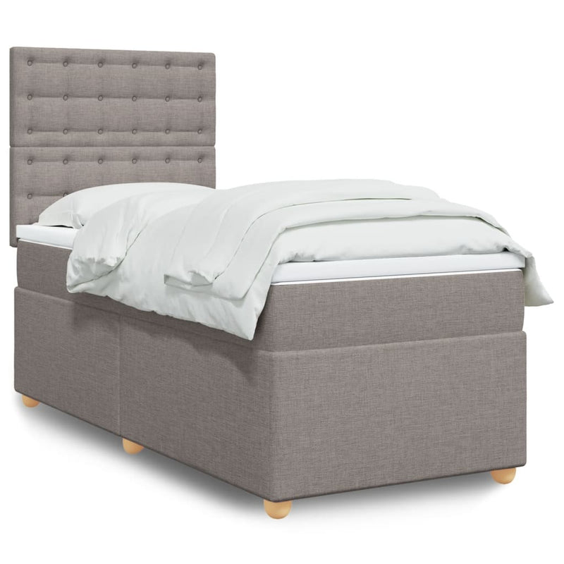 Pat box spring cu saltea, gri taupe, 80x200 cm, textil