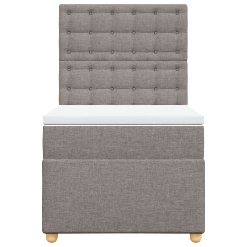 Pat box spring cu saltea, gri taupe, 80x200 cm, textil
