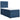 Pat box spring cu saltea, albastru, 80x200 cm, textil