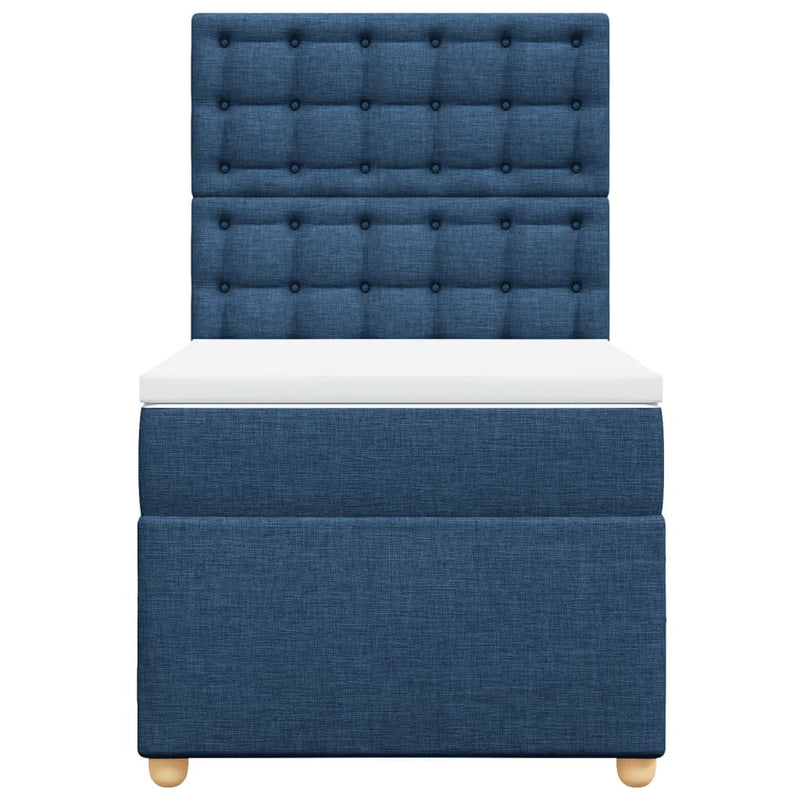 Pat box spring cu saltea, albastru, 80x200 cm, textil