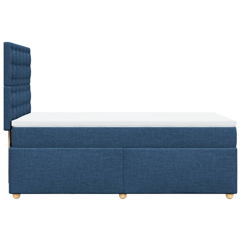 Pat box spring cu saltea, albastru, 80x200 cm, textil