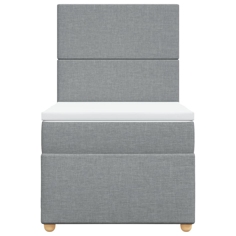 Pat box spring cu saltea, gri deschis, 90x190 cm, textil