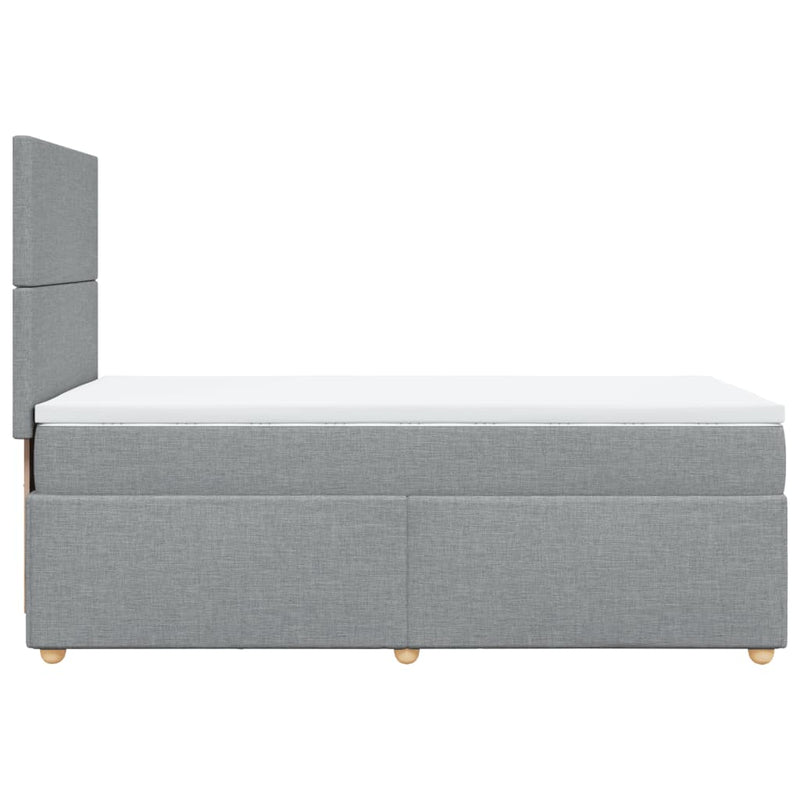 Pat box spring cu saltea, gri deschis, 90x190 cm, textil
