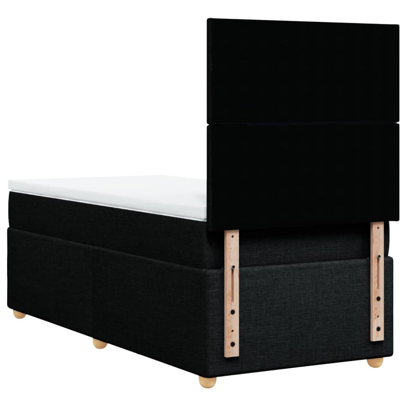 Pat box spring cu saltea, negru, 90x190 cm, textil