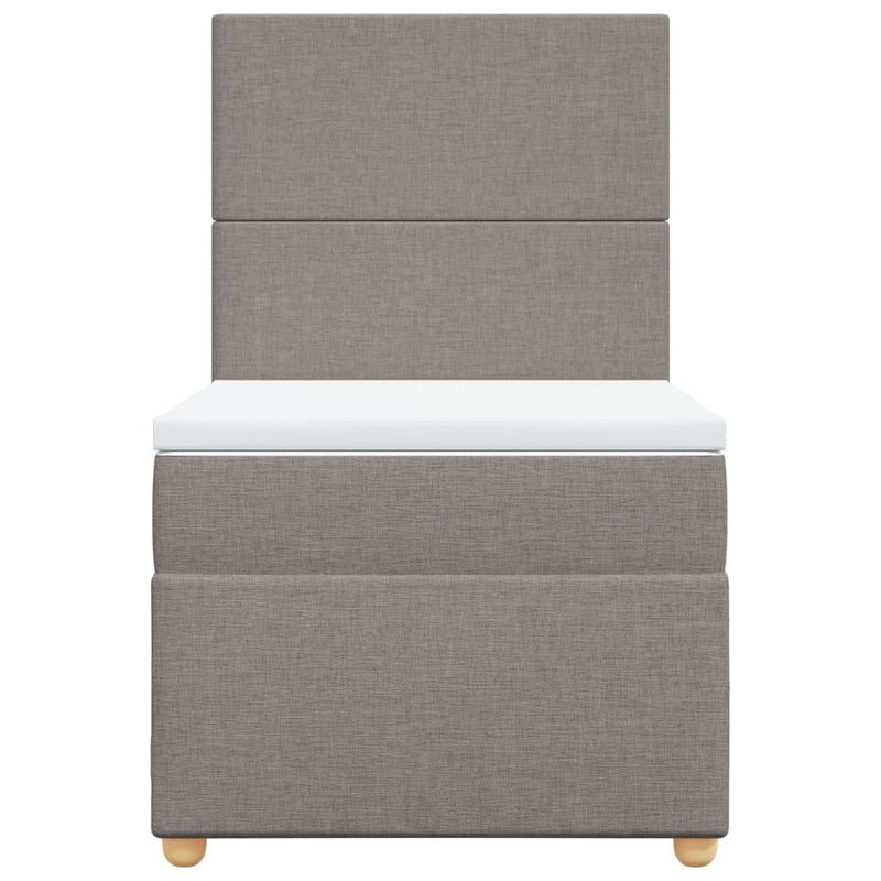 Pat box spring cu saltea, gri taupe, 90x190 cm, textil