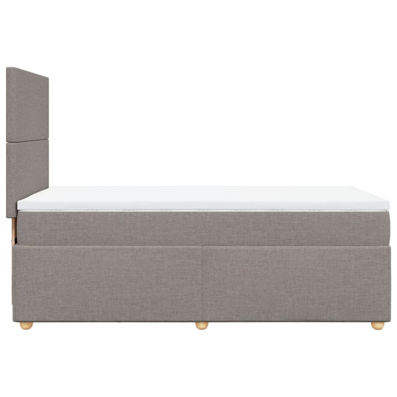 Pat box spring cu saltea, gri taupe, 90x190 cm, textil