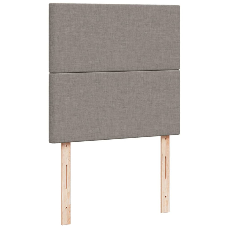 Pat box spring cu saltea, gri taupe, 90x190 cm, textil