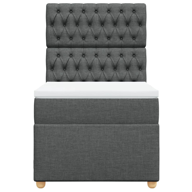 Pat box spring cu saltea, gri închis, 90x190 cm, textil