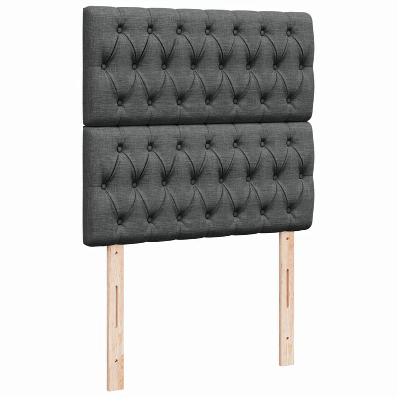 Pat box spring cu saltea, gri închis, 90x190 cm, textil