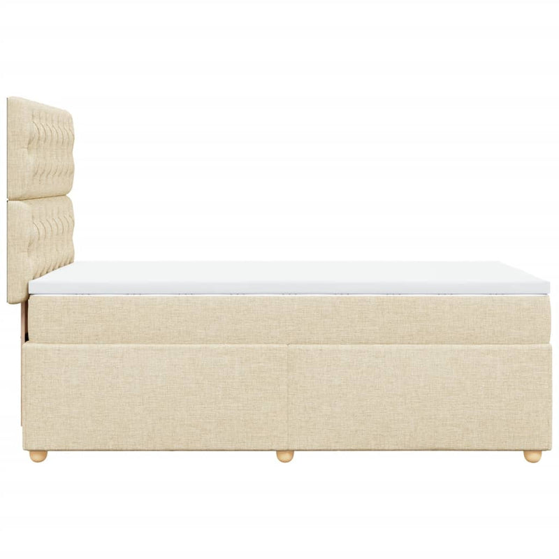 Pat box spring cu saltea, crem, 90x190 cm, textil