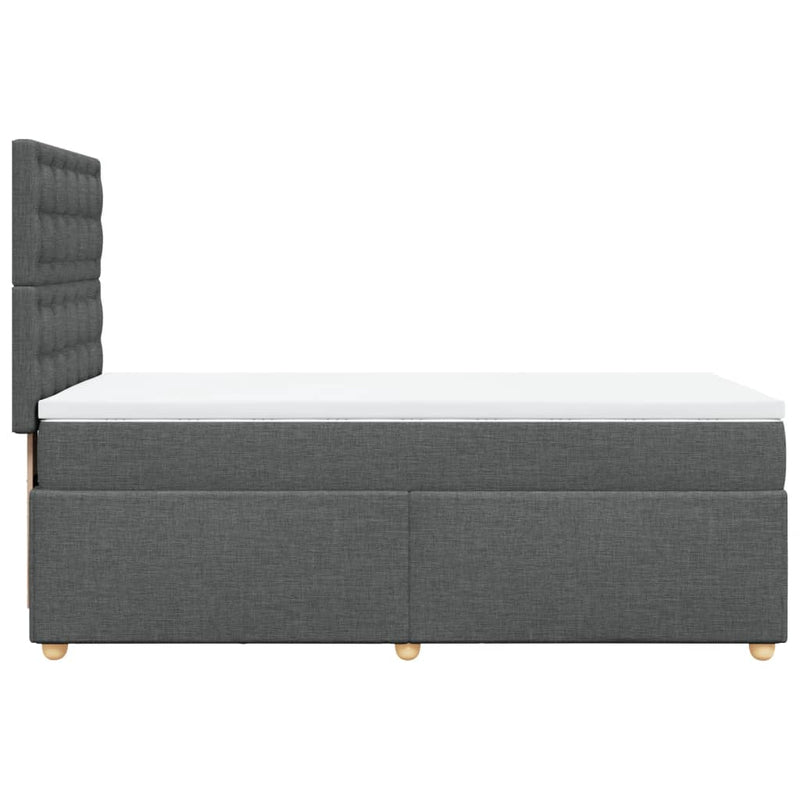 Pat box spring cu saltea, gri închis, 90x190 cm, textil