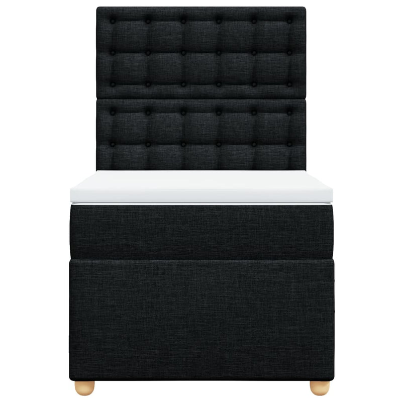 Pat box spring cu saltea, negru, 90x190 cm, textil