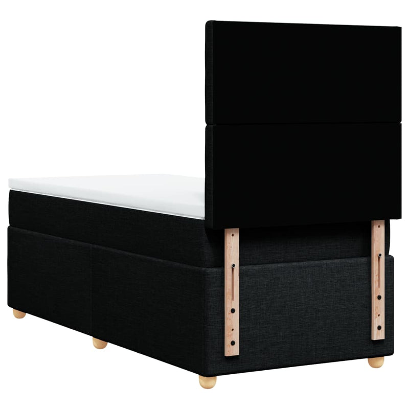 Pat box spring cu saltea, negru, 90x190 cm, textil