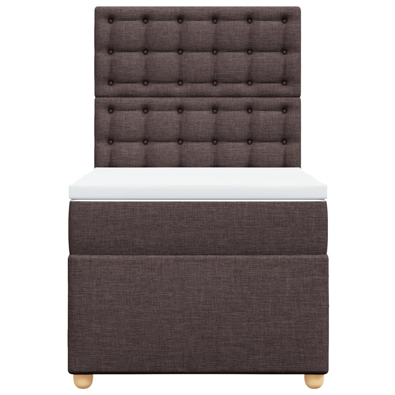 Pat box spring cu saltea, maro închis, 90x190 cm, textil