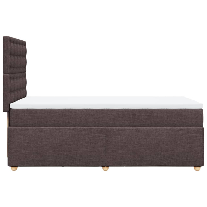 Pat box spring cu saltea, maro închis, 90x190 cm, textil