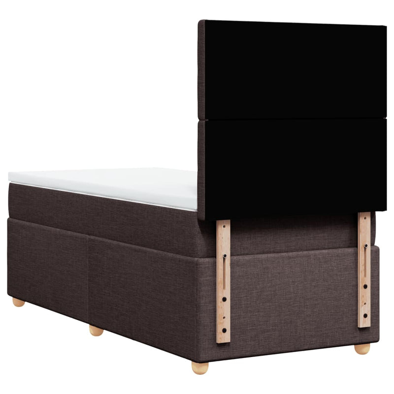 Pat box spring cu saltea, maro închis, 90x190 cm, textil
