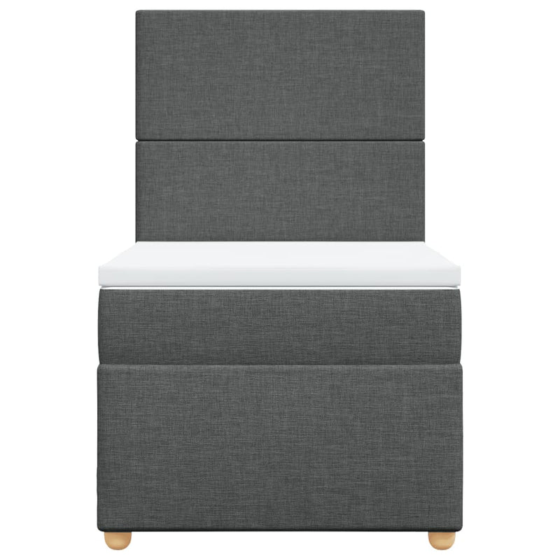 Pat box spring cu saltea, gri închis, 90x200 cm, textil