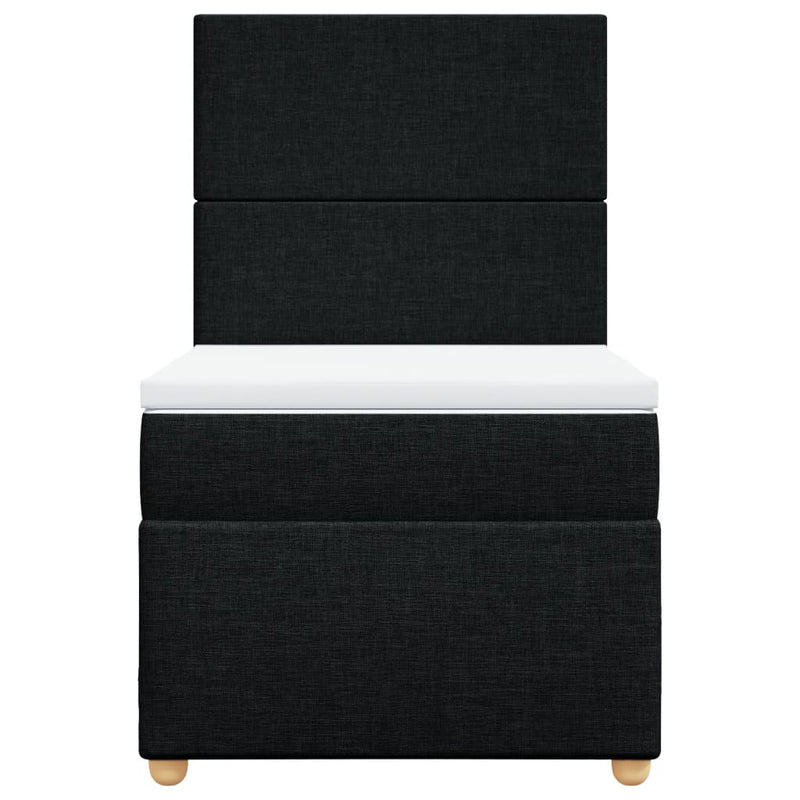 Pat box spring cu saltea, negru, 90x200 cm, textil