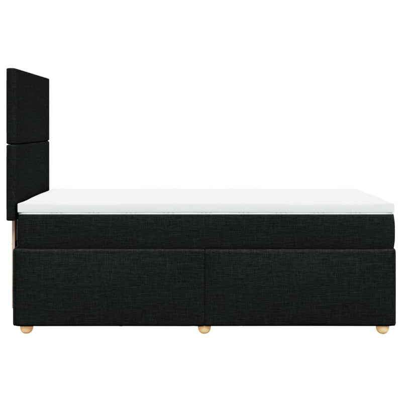 Pat box spring cu saltea, negru, 90x200 cm, textil