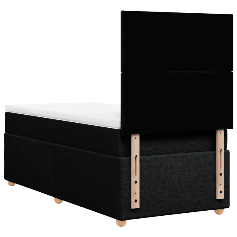 Pat box spring cu saltea, negru, 90x200 cm, textil