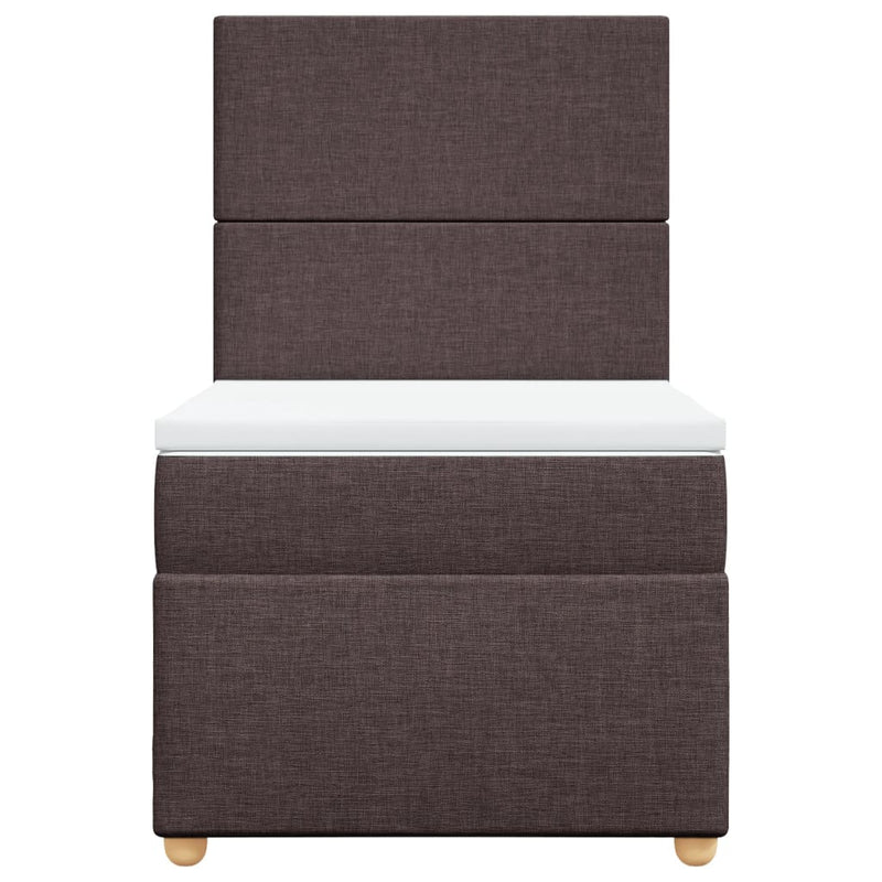 Pat box spring cu saltea, maro închis, 90x200 cm, textil
