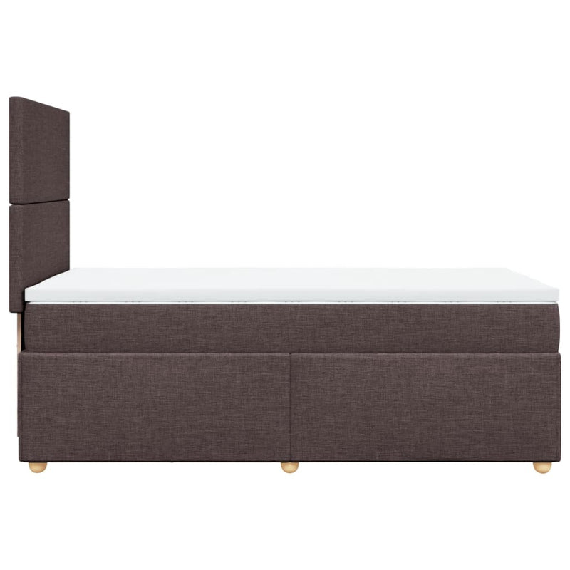 Pat box spring cu saltea, maro închis, 90x200 cm, textil