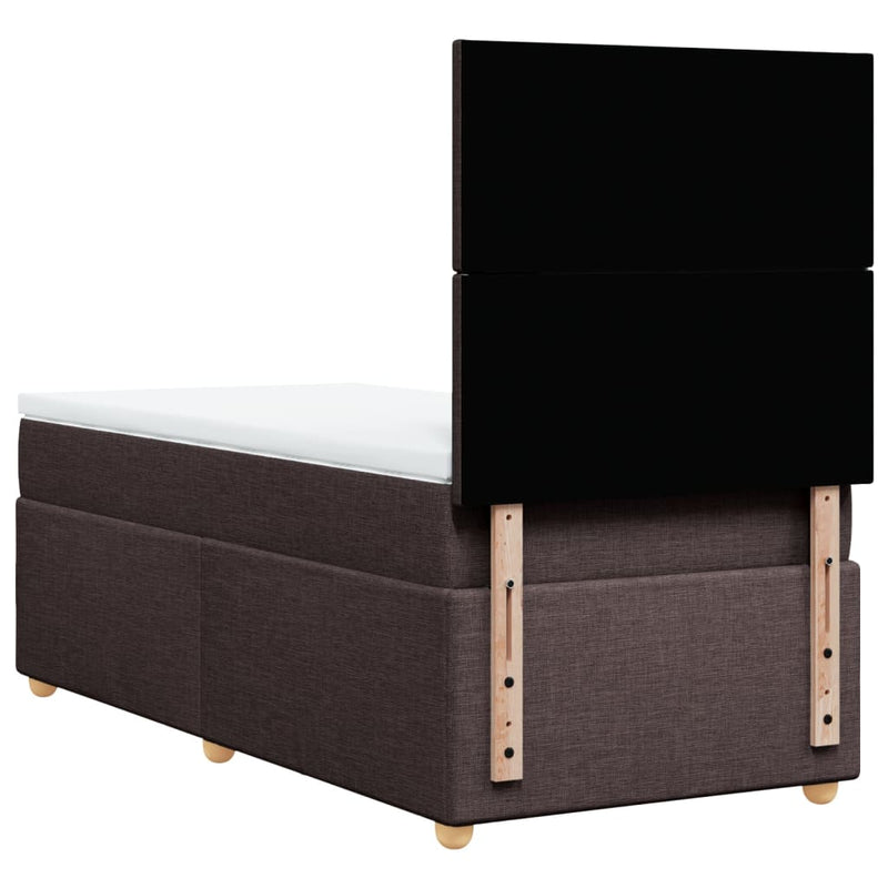 Pat box spring cu saltea, maro închis, 90x200 cm, textil